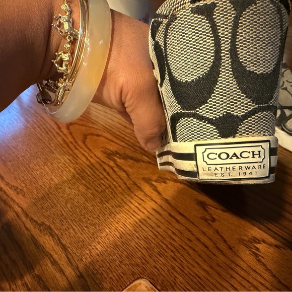 Coach wedge black and gray sandals signature logo - Picture 10 of 13
